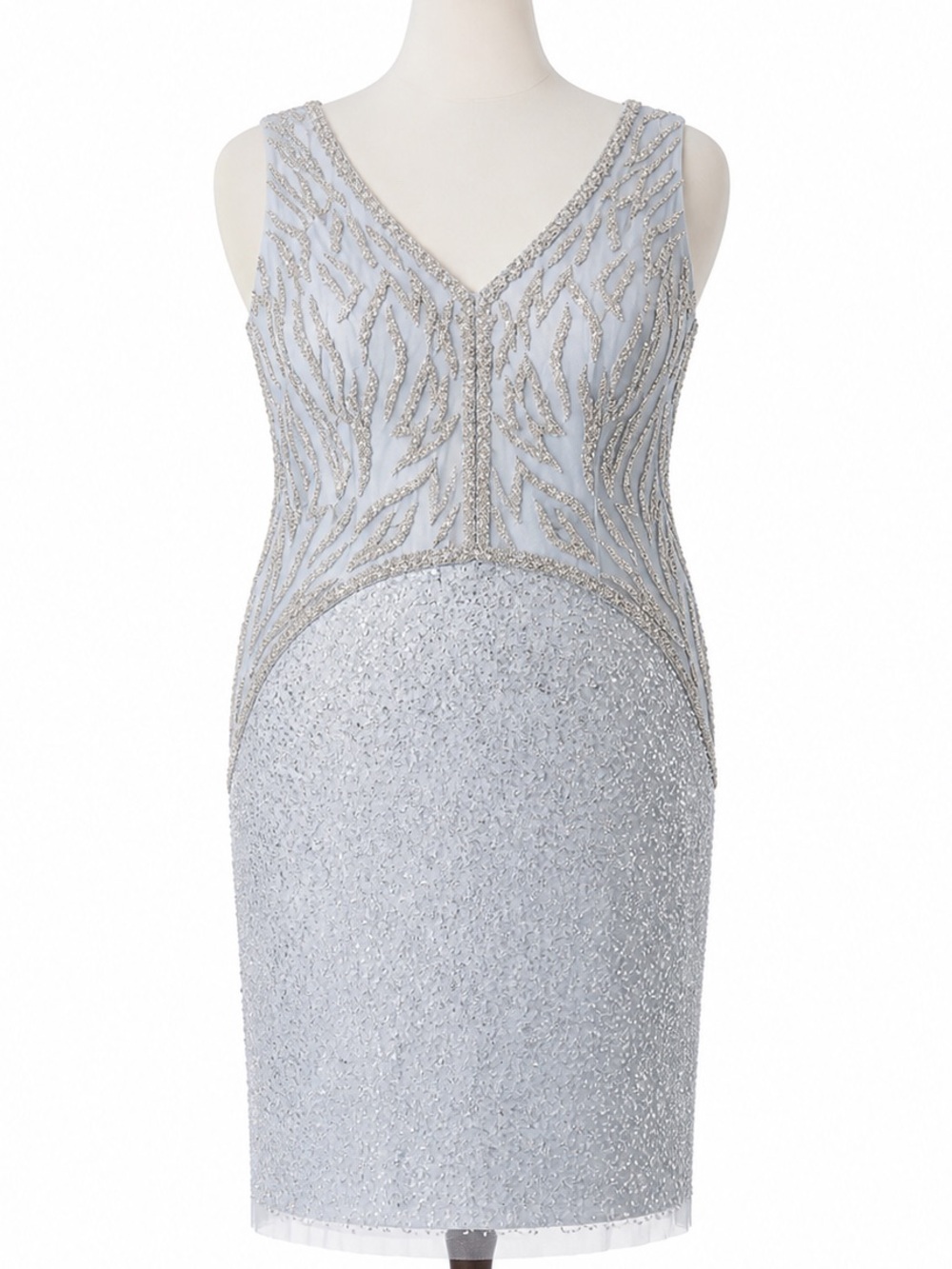 Adrianna Papell Beaded V-Neck Midi Dress